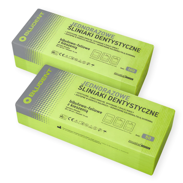 MUSTAF Śliniak dentystyczny 100 szt. Limonka