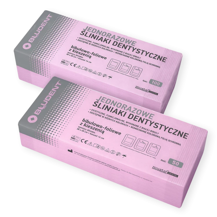 MUSTAF Śliniak dentystyczny 100 szt. Różowy