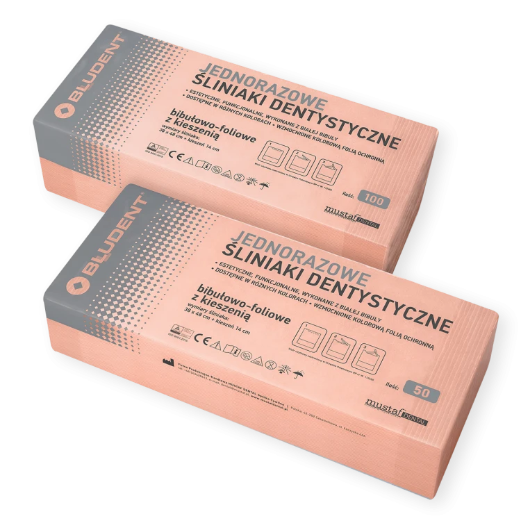 MUSTAF Śliniak dentystyczny 100 szt. Brzoskwinia