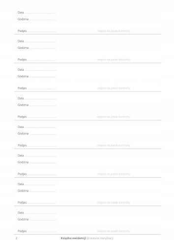 Książka ewidencji procesów sterylizacji