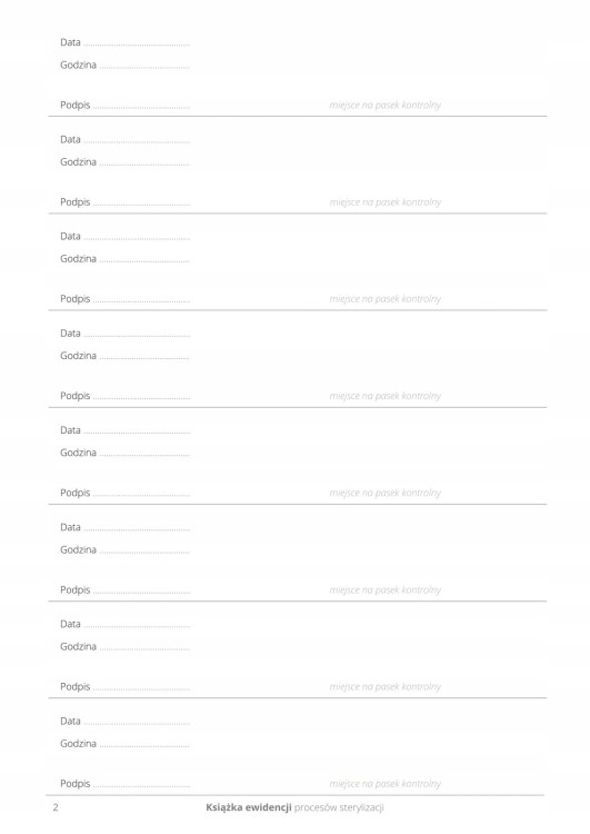 Książka ewidencji procesów sterylizacji