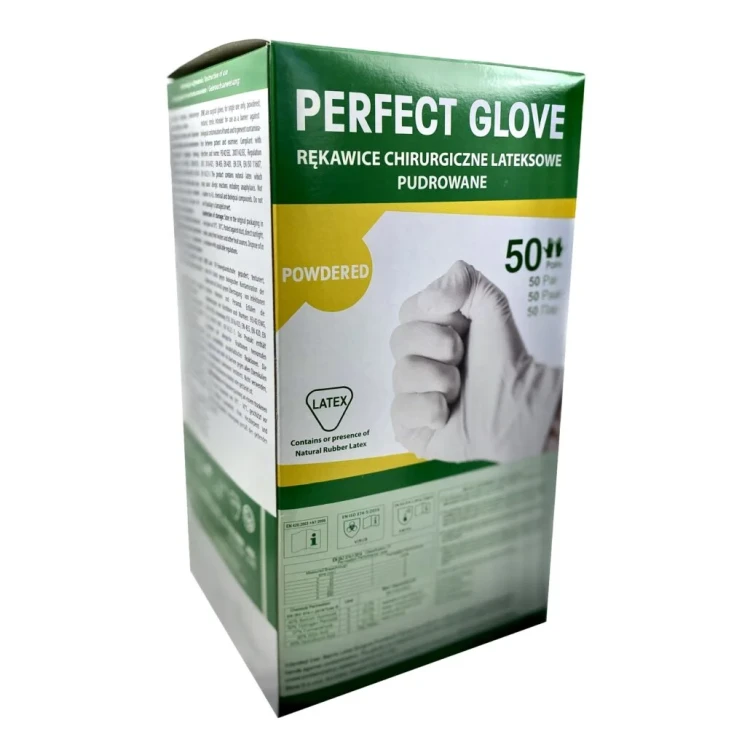 Rękawice sterylne lateksowe pudrowane PERFECT GLOWE