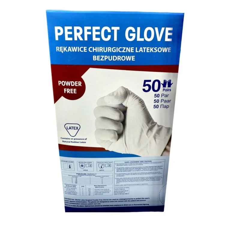 Rękawice sterylne lateksowe bezpudrowe PERFECT GLOVE