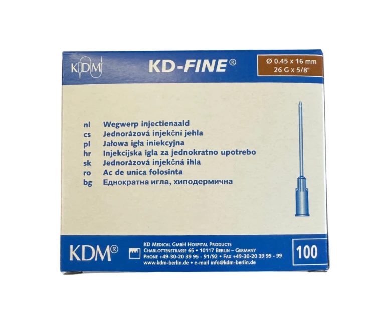 Igły jednorazowe KD-FINE 0,45x 16 mm (26G) – 100 szt.