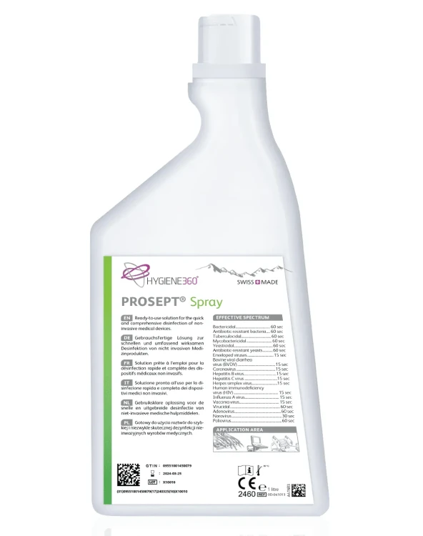 Butelka PROSEPT Spray 1L Hygiene360 – preparat do dezynfekcji powierzchni medycznych