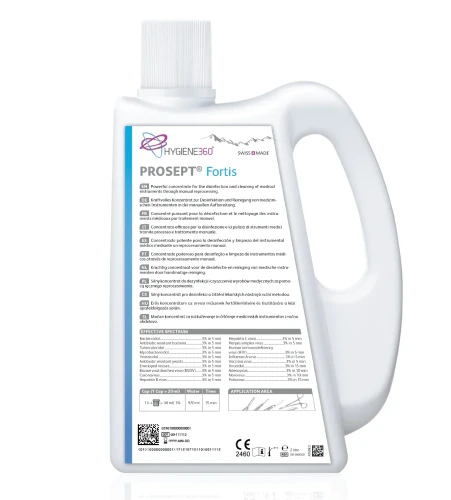 Butelka koncentratu PROSEPT Fortis – środek do dezynfekcji narzędzi medycznych i stomatologicznych