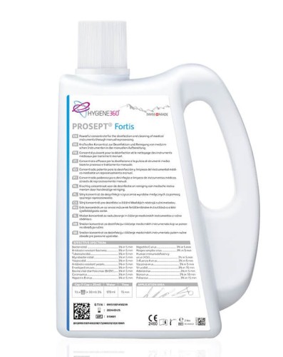 Butelka koncentratu PROSEPT Fortis – środek do dezynfekcji narzędzi medycznych i stomatologicznych