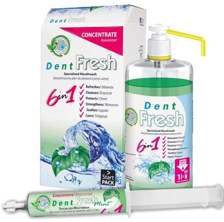 DENT FRESH MINT – Zestaw startowy do płukania jamy ustnej | Cerkamed | 1 l koncentratu