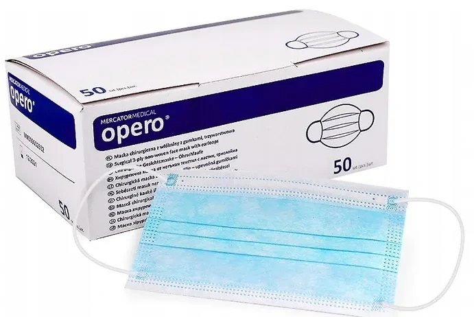 Maseczki Medyczne NIEBIESKA 50 sztuk | MERCATOR
