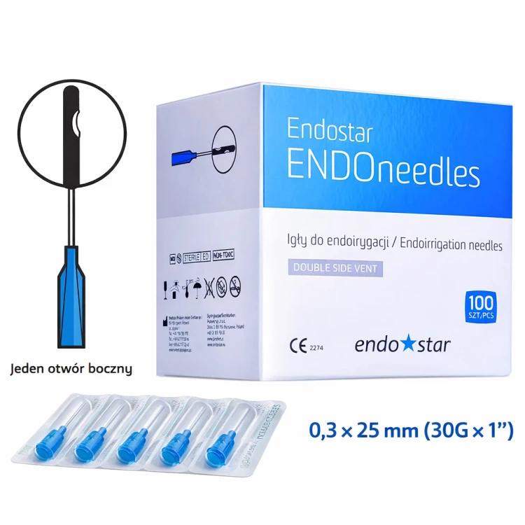 IGŁY ENDO needles 0,3 x 25 z jednym bocznym otworem
