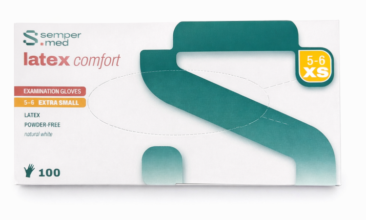 Rękawice lateksowe bezpudrowe XS SemperMed