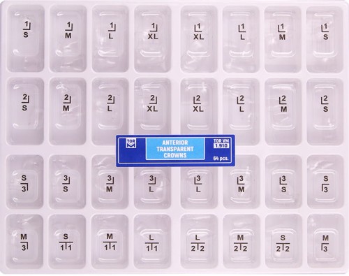 Korony celuloidowe przezroczyste do zębów przednich
