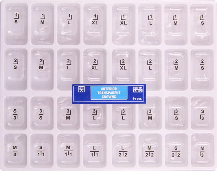 Korony celuloidowe przezroczyste do zębów przednich