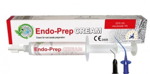 Strzykawka ENDO-PREP CREAM z preparatem do opracowywania kanałów korzeniowych oraz zestaw aplikatorów