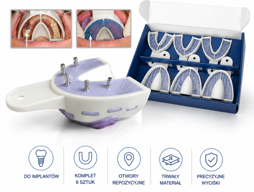Łyżki wyciskowe do implantów 6 szt.- Miratray Implant