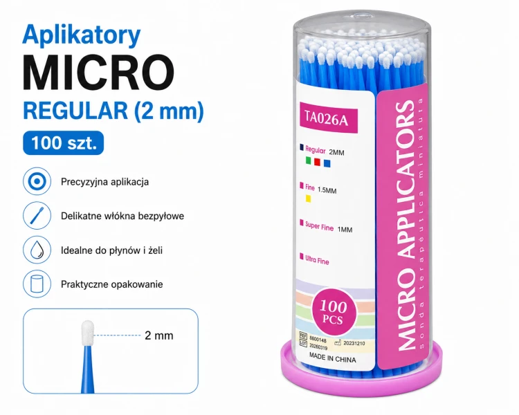 Aplikatory Micro 100 szt. REGULAR (2 mm)  Niebieski  ZOGEAR
