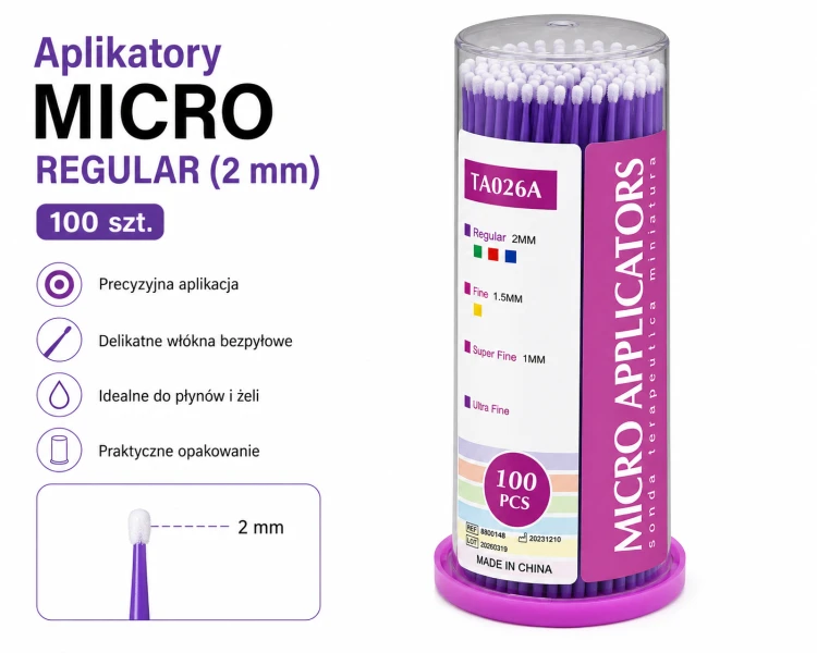 Aplikatory Micro 100 szt. REGULAR (2 mm) Fiolet ZOGEAR