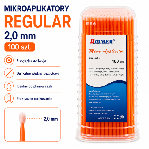 Mikroaplikatory Regular 2,0mm (op.100szt.) pomarańczowe