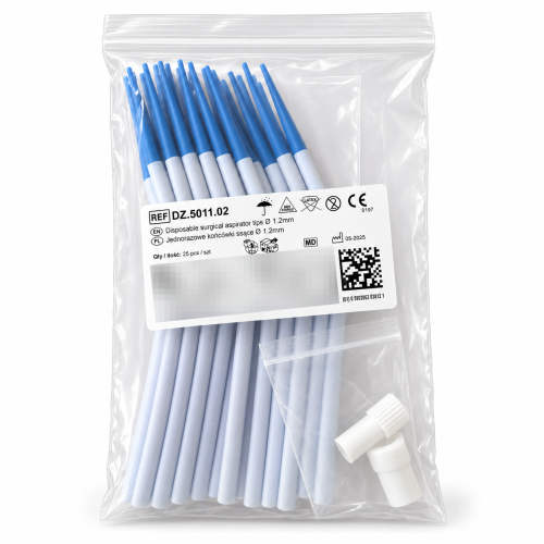 Końcówki ssące Ø 2,5 mm jednorazowe, niesterylne, 25 szt + Adapter