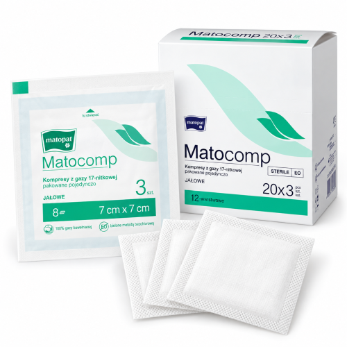 20x Matocomp Kompresy z gazy jałowe 7cmx7cm pakowane po 3 sztuki 17N8W