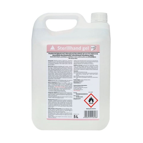 STERILLHAND GEL – żel do dezynfekcji rąk i skóry, alkoholowy preparat w butelce, skuteczny przeciw wirusom, bakteriom i grzybom
