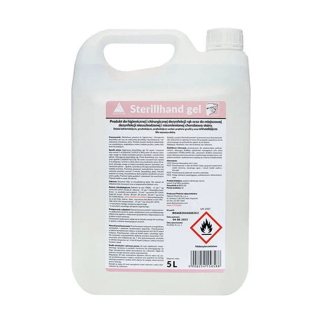 STERILLHAND GEL – żel do dezynfekcji rąk i skóry, alkoholowy preparat w butelce, skuteczny przeciw wirusom, bakteriom i grzybom