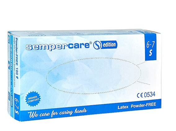 Rękawice lateksowe bezpudrowe S SemperCare