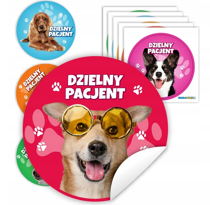 Naklejki DZIELNY PACJENT - PIESKI - WYCIĘTE 90szt.png