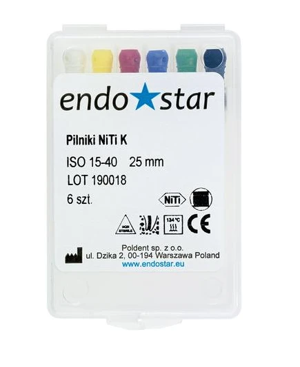 Endostar Pilniki NiTi K nr 15-40 25mm 6 szt. - Poldent.png