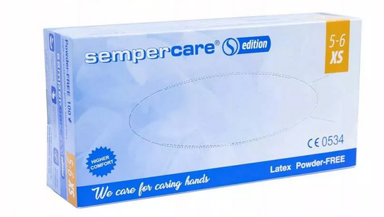 Rękawice lateksowe bezpudrowe XS SemperCare
