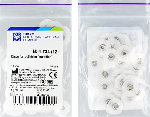 Krążki polerskie 12 mm - białe superfine (1.734) 40szt. TOR