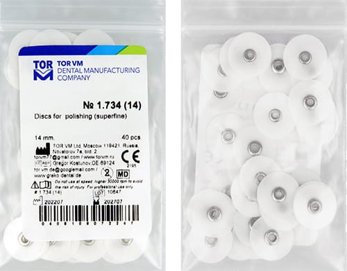 Krążki polerskie 14 mm - białe superfine (1.734) 40szt. TOR