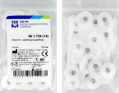 Krążki polerskie 14 mm - białe superfine (1.734) 40szt. TOR