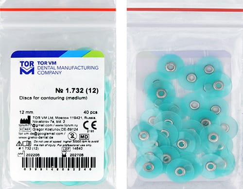 Krążki polerskie 12 mm -zielone Medium (1.732) 40szt. TOR