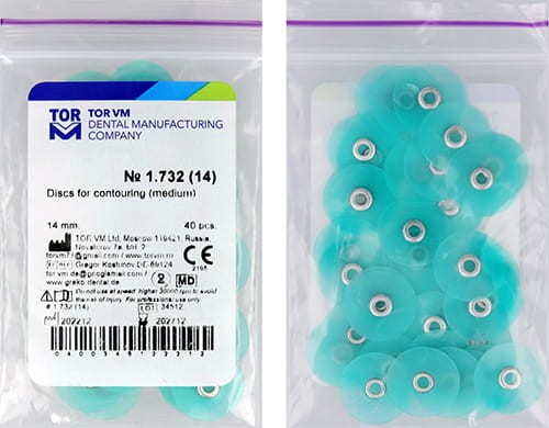 Krążki polerskie 14 mm -zielone Medium (1.732) 40szt. TOR