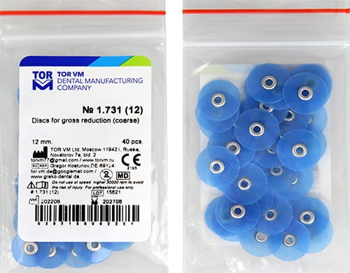 Krążki polerskie 12 mm -niebieskie Coarse (1.731) 40szt. TOR